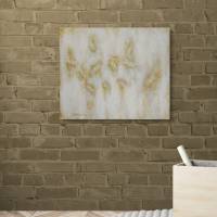 ELEGANT DRAGONFLIES  -  abstraktes weißes Libellenbild mit goldfarbigen Akzenten und Glitter 60cmx50cm auf Leinwand Bild 8