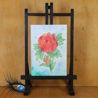 ►2021-0131◄ Klappkarte "Roter Blütentraum" - Din B6, handgezeichnet Bild 1