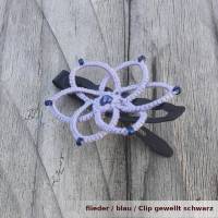 verspielter Haarclip Dahlia aus Baumwolle mit Glas(wachs)perlen und kleinen Glasperlchen Bild 1