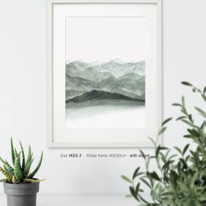 Aquarelldruck Berge in Grün, abstrakte Kunst für Küche, Wohnzimmer, Schlafzimmer, Arztpraxis oder Wartezimmer Bild 5