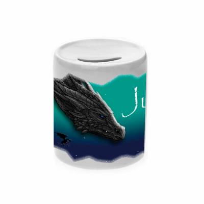 Spardose Motiv Drachenland mit Name / personalisierbar / Sparbüchse / Drache