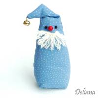 Wichtel, Weihnachtsdekoration, Weihnachtsfigur, hellblau mit weißen Punkten, Handarbeit, genäht Bild 1