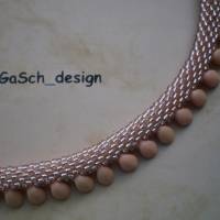 Häkelkette, gehäkelte Perlenkette * Drachenschwanz pastell pfirsich Bild 3