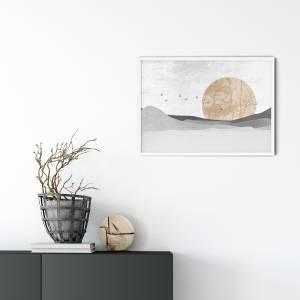 Kunstdruck Landschaft in grau orange, abstrakte Kunst für Küche, Wohnzimmer, Schlafzimmer, Arztpraxis oder Wartezimmer Bild 3