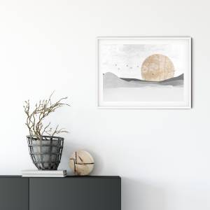 Kunstdruck Landschaft in grau orange, abstrakte Kunst für Küche, Wohnzimmer, Schlafzimmer, Arztpraxis oder Wartezimmer Bild 4