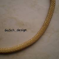 Häkelkette, gehäkelte Perlenkette * Unendlich viel Goldstaub auf 87 cm Bild 3