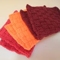 Waschlappen gestrickt aus Baumwolle 3 Stück *rosso* Bild 2