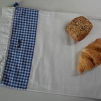 Brotbeutel *Farina* blau Baumwolle weiß mit Kordel von friess-design Bild 1