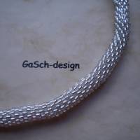 Häkelkette, gehäkelte Perlenkette * Dicker Silberstreif Bild 2