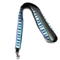 langes Schlüsselband "Golfer" aus Baumwollstoff schwarz mit Ripsband weiß hellblau hellgrün Golf Sport Bild 1