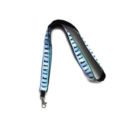 langes Schlüsselband "Golfer" aus Baumwollstoff schwarz mit Ripsband weiß hellblau hellgrün Golf Sport