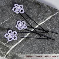 3er Set Haarnadeln Haarsterne aus Baumwolle mit Glaswachsperle und kleinen Glasperlchen an Bobby-Pin U-Pin Bild 3