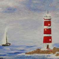 Acrylbild SEGELTÖRN naive Acrylmalerei Gemälde Landschaftsbild Malerei auf einem Keilrahmen hübsche maritime Dekoration Bild 1