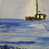 Acrylbild SEGELTÖRN naive Acrylmalerei Gemälde Landschaftsbild Malerei auf einem Keilrahmen hübsche maritime Dekoration Bild 5