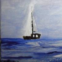 Acrylbild SEGELTÖRN naive Acrylmalerei Gemälde Landschaftsbild Malerei auf einem Keilrahmen hübsche maritime Dekoration Bild 9