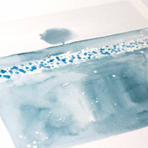 Aquarelldruck Wiese mit Baum in Blau, abstrakte Kunst für Küche, Wohnzimmer, Schlafzimmer, Arztpraxis oder Wartezimmer Bild 3