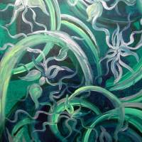 Acrylbild SILBERORCHIDEEN Acrylmalerei Gemälde auf einem Keilrahmen abstrakte Kunst Malerei abstrakte Orchideen Bild 1