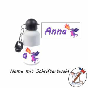 Aluminium Trinkflasche lila Drache mit Name / Personalisierbar / 500ml Bild 2