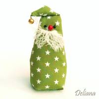 Wichtel, Weihnachtsdekoration, Weihnachtsfigur, hellgrün mit weißen Sternen, Handarbeit, genäht Bild 1