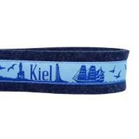 Schlüsselanhänger Schlüsselband Wollfilz dunkelblau Webband Skyline Kiel hellblau mittelblau Geschenk Bild 2