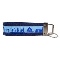 Schlüsselanhänger Schlüsselband Wollfilz dunkelblau Webband Skyline Kiel hellblau mittelblau Geschenk Bild 3