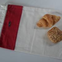 Brotbeutel *rosso* Baumwolle weiß mit Kordel Bild 1