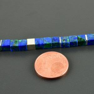 Würfel-Kette aus Azurit-Malachit, 925er Silber, Edelsteinkette, blau, grün, eckig, Würfel, Geschenk Bild 5