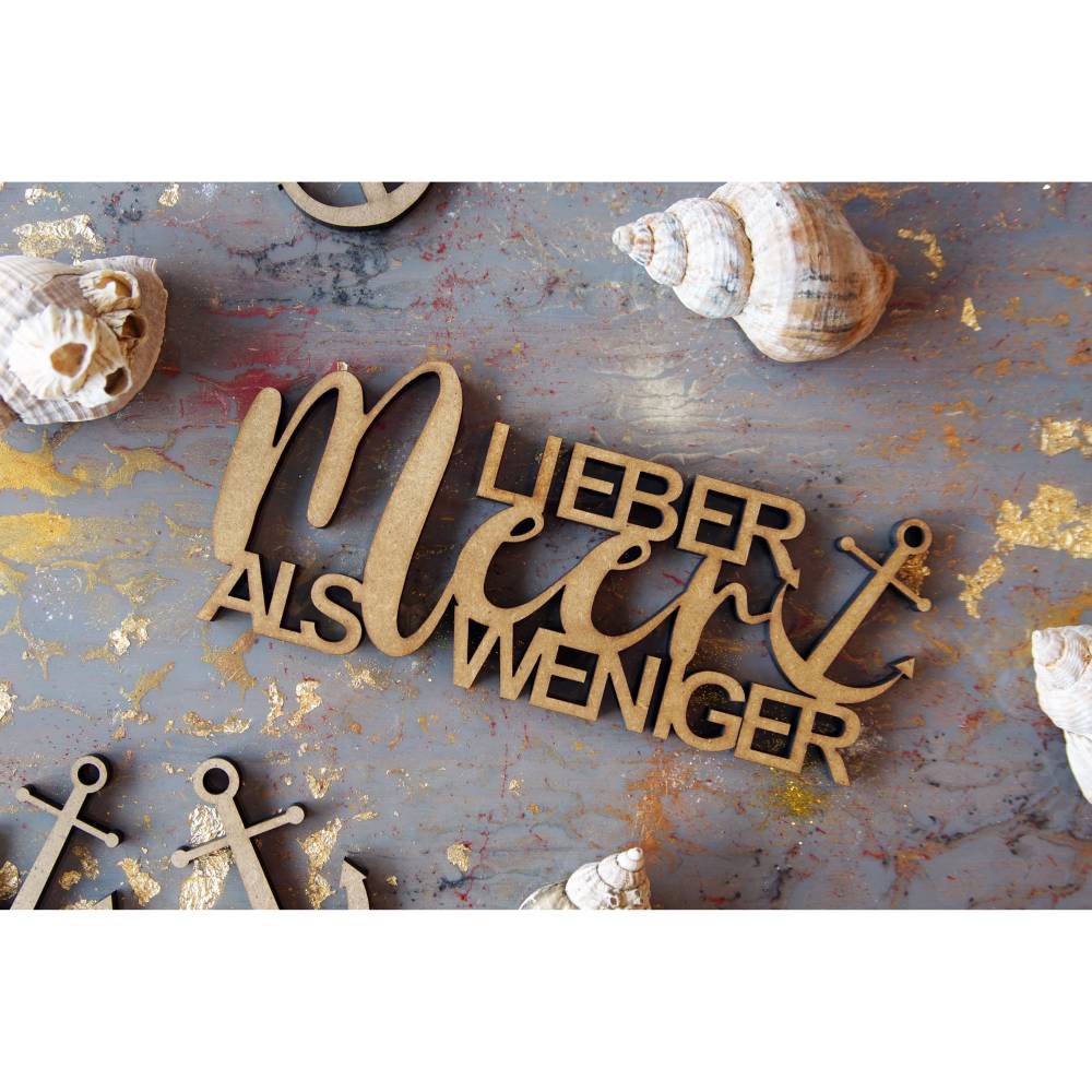 as-Herzwerk | LIEBER MEER ALS WENIGER | 3D Schriftzug Holz Maritim Meer Tischdeko Geschenk für Freunde und Familie Bild 1