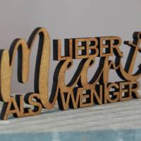 as-Herzwerk | LIEBER MEER ALS WENIGER | 3D Schriftzug Holz Maritim Meer Tischdeko Geschenk für Freunde und Familie Bild 3