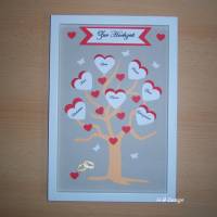 Geschenk zur Hochzeit in Bilderrahmen eingefasst, Trauung, Lebensbaum mit Herzen und guten Wünschen Bild 3