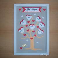 Geschenk zur Hochzeit in Bilderrahmen eingefasst, Trauung, Lebensbaum mit Herzen und guten Wünschen Bild 4