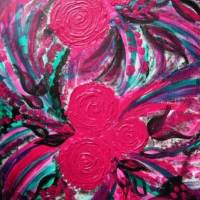 Acrylbild MAGENTA ROSES Acrylmalerei Gemälde auf Keilrahmen abstrakte Kunst Wanddekoration lila Bild abstrakte Rosen Bild 1