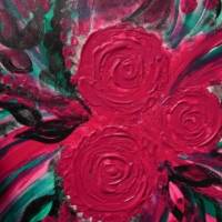 Acrylbild MAGENTA ROSES Acrylmalerei Gemälde auf Keilrahmen abstrakte Kunst Wanddekoration lila Bild abstrakte Rosen Bild 3