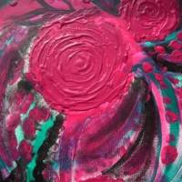 Acrylbild MAGENTA ROSES Acrylmalerei Gemälde auf Keilrahmen abstrakte Kunst Wanddekoration lila Bild abstrakte Rosen Bild 4