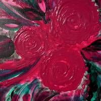Acrylbild MAGENTA ROSES Acrylmalerei Gemälde auf Keilrahmen abstrakte Kunst Wanddekoration lila Bild abstrakte Rosen Bild 6