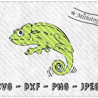 Plotterdatei - wildnis - Chamäleon - Eidechse - SVG - DXF - Datei - Mithstoff Bild 1