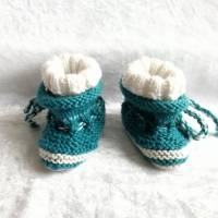 Frühchen Schuhe handgestrickt aus Merinowolle, Erstling - Schuhe, Reborn Baby Bild 1