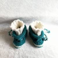 Frühchen Schuhe handgestrickt aus Merinowolle, Erstling - Schuhe, Reborn Baby Bild 5