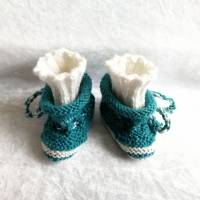 Frühchen Schuhe handgestrickt aus Merinowolle, Erstling - Schuhe, Reborn Baby Bild 6