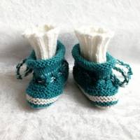 Frühchen Schuhe handgestrickt aus Merinowolle, Erstling - Schuhe, Reborn Baby Bild 7