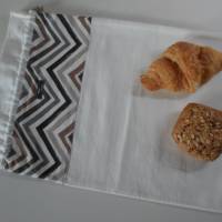 Brotbeutel *Zigzag* Baumwolle weiß mit Kordel Bild 1