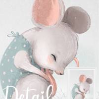 Babyzimmer Bilder [A3] Kinder-Zimmer-Bild Tiere Maus Poster  | Fluffy Hugs Bild 2