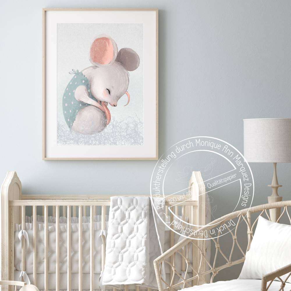 Babyzimmer Bilder [A3] Kinder-Zimmer-Bild Tiere Maus Poster |