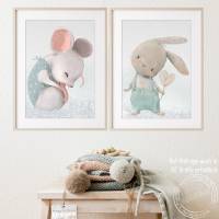 Babyzimmer Bilder [A3] Kinder-Zimmer-Bild Tiere Maus Poster  | Fluffy Hugs Bild 7