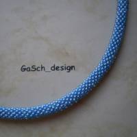 Häkelarmband, gehäkeltes Perlenarmband * Leuchtfeuer: sommerhimmelblau Bild 2