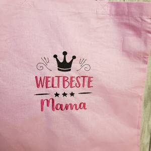 Einkaufstasche Weltbeste Mama rosa Einkaufsbeutel Baumwolle Muttertag Bild 3