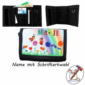 Kinder Geldbörse mit Name / Marienkäfer / Geldbeutel / Personalisierbar / Wiese / Mädchen Bild 2