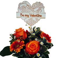 Valentinsgeschenk: Monogramm-Herzaufhänger oder Blumenstecker mit Schriftzug Bild 1
