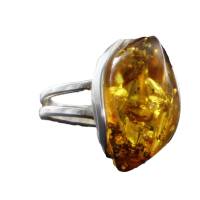 Bernstein Ring gelb oval, feine Navette Form, groß Silber Ringgröße verstellbar Bild 10