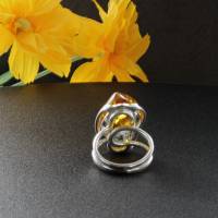 Bernstein Ring gelb oval, feine Navette Form, groß Silber Ringgröße verstellbar Bild 6